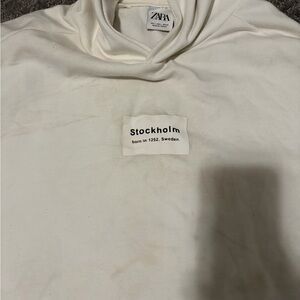Zara Cream 'Stockholm' Patch Sweatshirt